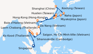 Itinéraire de la croisière Singapour, En mer, En mer, Laem Chabang (Thaï...