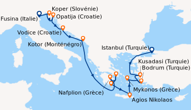 Itinéraire de la croisière Fusina (Italie), Koper (Slovénie), Opatija (C...
