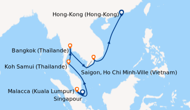 Itinéraire de la croisière Singapour, Malacca (Kuala Lumpur), En mer, En...