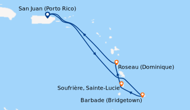 Itinéraire de la croisière San Juan (Porto Rico), En mer, Soufrière, Sai...