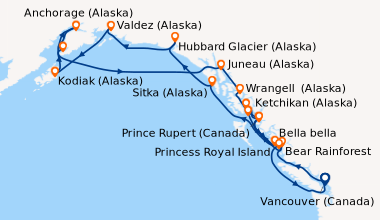 Itinéraire de la croisière Vancouver (Canada), Bear Rainforest, Prince R...