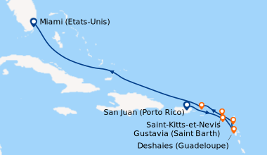 Itinéraire de la croisière San Juan (Porto Rico), Saint-Kitts-et-Nevis, ...