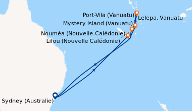 Itinéraire de la croisière Sydney (Australie), En mer, En mer, Nouméa (N...