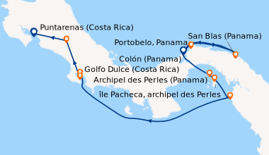 Itinéraire de la croisière Secrets d’Amérique centrale