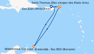 Itinéraire de la croisière San Juan (Porto Rico), En mer, Kralendijk - Î...