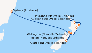 Itinéraire de la croisière Auckland (Nouvelle-Zélande), Tauranga (Nouvel...