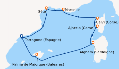 Itinéraire de la croisière Rivages méditerranéens