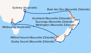 Itinéraire de la croisière Sydney (Australie), En mer, Melbourne (Austra...