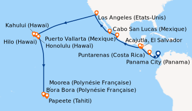 Itinéraire de la croisière Panama City (Panama), En mer, Puntarenas (Cos...