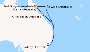 Itinéraire de la croisière Sydney (Australie), En mer, En mer, Airlie Be...