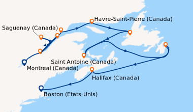 Itinéraire de la croisière Montreal (Canada), Saint-Laurent (fleuve/Cana...