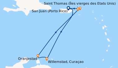 Itinéraire de la croisière San Juan (Porto Rico), En mer, Willemstad, Cu...