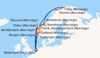 Itinéraire de la croisière Rotterdam (Pays-Bas), En mer, Eidfjord (Norvè...