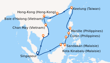 Itinéraire de la croisière Singapour, En mer, Saigon, Ho Chi Minh-Ville ...