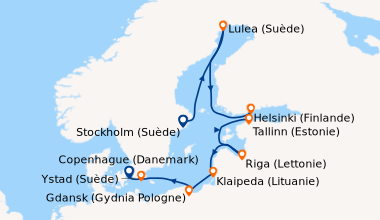 Itinéraire de la croisière Stockholm (Suède), Lulea (Suède), En mer, Hel...