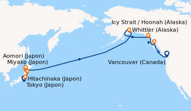 Itinéraire de la croisière Tokyo (Japon), Tokyo (Japon), Hitachinaka (Ja...