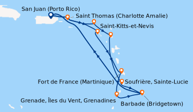 Itinéraire de la croisière San Juan (Porto Rico), Saint Thomas (Charlott...