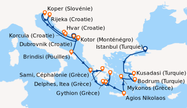 Itinéraire de la croisière Dubrovnik (Croatie), Kotor (Monténégro), En m...