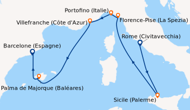 Itinéraire de la croisière Rome (Civitavecchia), Capri (Italie), En mer,...