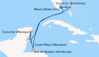 Itinéraire de la croisière Miami (Etats-Unis), En mer, Isla de Roatan (H...