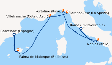 Itinéraire de la croisière Rome (Civitavecchia), Capri (Italie), En mer,...