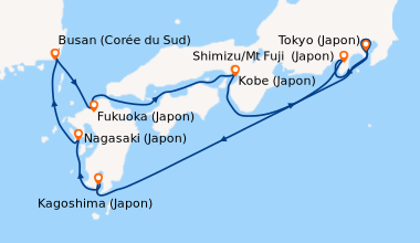 Itinéraire de la croisière Tokyo (Japon), Shimizu/Mt Fuji  (Japon), En m...