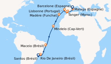 Itinéraire de la croisière Santos (Brésil), Rio De Janeiro (Brésil), En ...