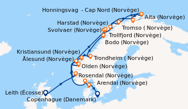 Itinéraire de la croisière Leith (Écosse), En mer, Rosendal (Norvège), O...