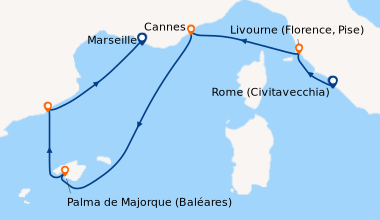 Itinéraire de la croisière Rome (Civitavecchia), Livourne (Florence, Pis...