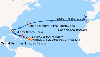 Itinéraire de la croisière Miami (Etats-Unis), En mer, Grand Turk (îles ...
