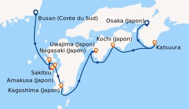Itinéraire de la croisière L’essentiel du Japon