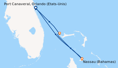 Itinéraire de la croisière Port Canaveral, Orlando (Etats-Unis), En mer,...