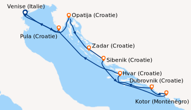 Itinéraire de la croisière Venise (Italie), Opatija (Croatie), Zadar (Cr...