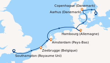 Itinéraire de la croisière Southampton (Royaume Uni) , Zeebrugge (Belgiq...