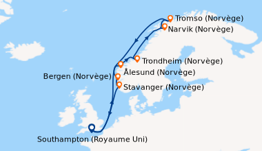 Itinéraire de la croisière Southampton (Royaume Uni), En mer, En mer, Ål...