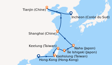 Itinéraire de la croisière Hong-Kong (Hong-Kong), En mer, Kaohsiung (Tai...