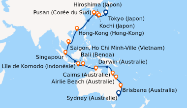 Itinéraire de la croisière Sydney (Australie), En mer, Brisbane (Austral...