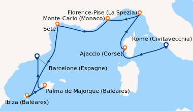Itinéraire de la croisière Rome (Civitavecchia), Ajaccio (Corse), Floren...