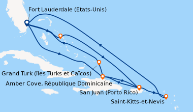 Itinéraire de la croisière Fort Lauderdale (Etats-Unis), En mer, Amber C...