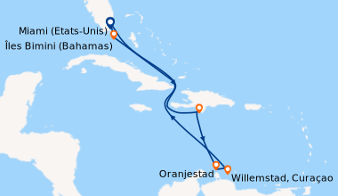 Itinéraire de la croisière Miami (Etats-Unis), Îles Bimini (Bahamas), En...