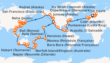 Itinéraire de la croisière San Francisco (Etats-Unis), En mer, En mer, E...