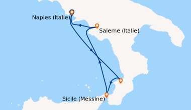 Itinéraire de la croisière Naples, la côte Amalfitaine et la Sicile (formule port/port) (NAP_NOPP)