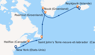 Itinéraire de la croisière Reykjavik (Islande), Grundarfjordur (Islande)...