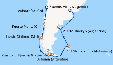 Itinéraire de la croisière Buenos Aires (Argentine), En mer, En mer, Pue...
