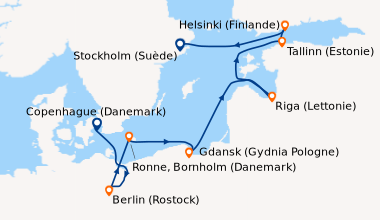 Itinéraire de la croisière Copenhague (Danemark), Berlin (Rostock), Ronn...