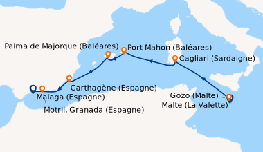Itinéraire de la croisière Malte (La Valette), Gozo (Malte), En mer, Cag...