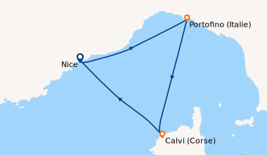 Itinéraire de la croisière Nice, Portofino (Italie), Calvi (Corse), Nice