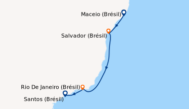 Itinéraire de la croisière Brésil