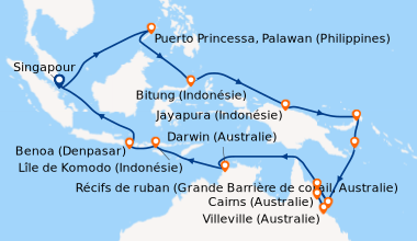 Itinéraire de la croisière Singapour, En mer, En mer, Puerto Princessa, ...