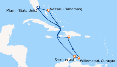 Itinéraire de la croisière Miami (Etats-Unis), En mer, En mer, Oranjesta...